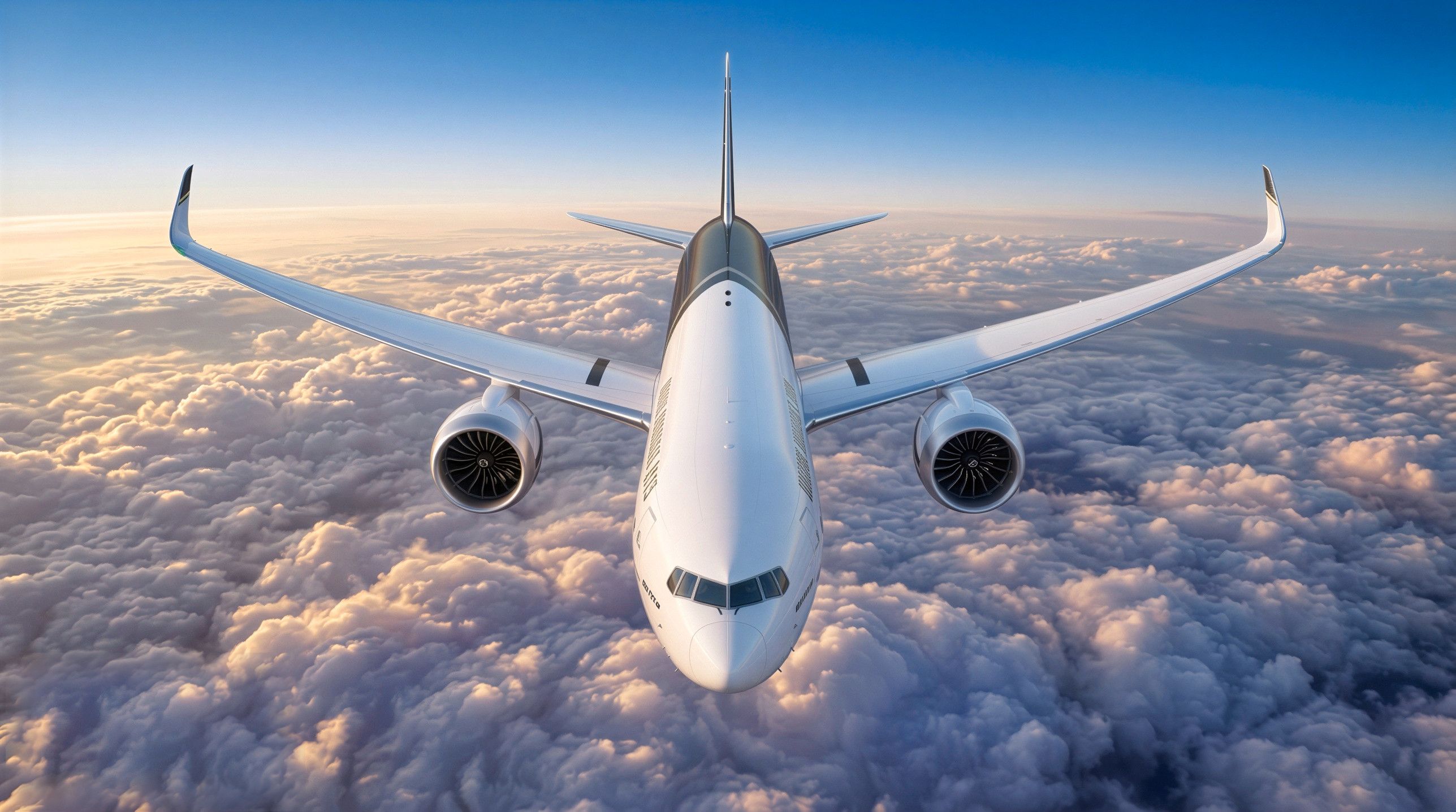 Aircraft in flight above the clouds
